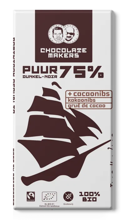Chocolatemakers Tres Hombres 75%-os kakaóbabos étcsokoládé